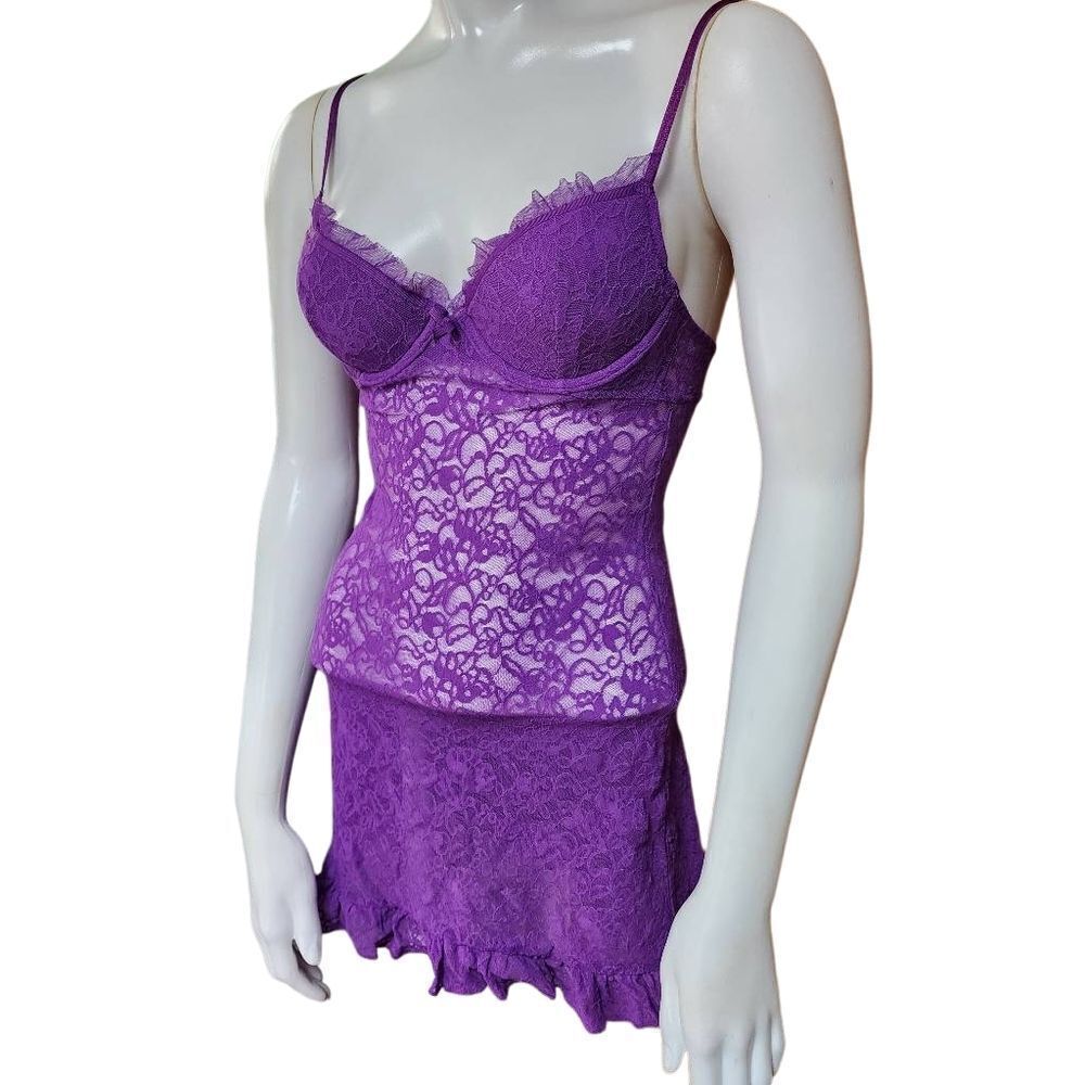 Victoria's Secret The Lacie Purple Ruffle Back Babydoll (S) - Picture 2 of 6
